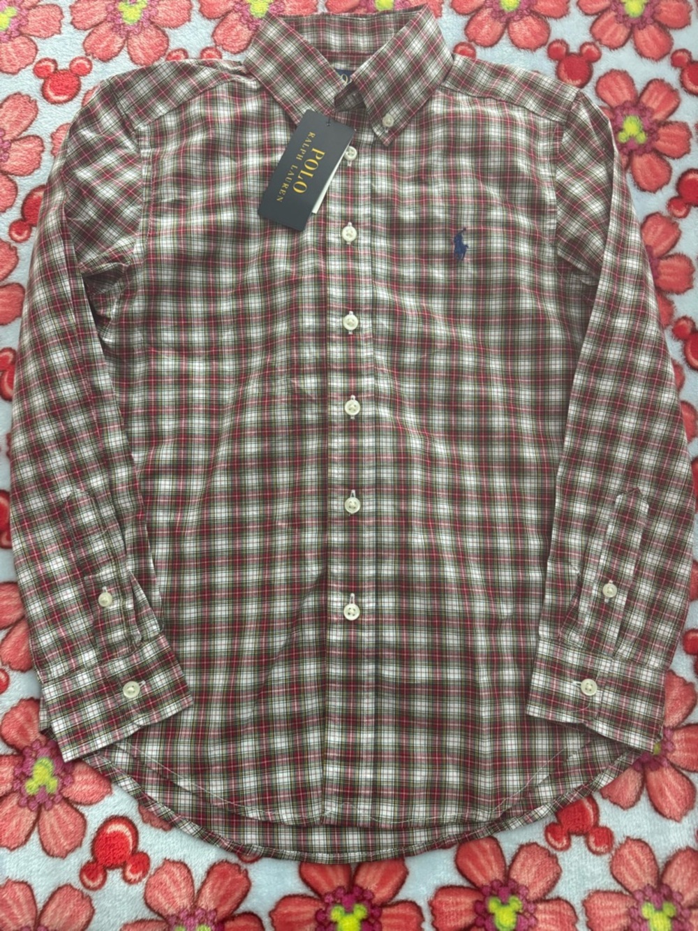 Polo by Ralph Lauren Red and Green Plaid Button-Down Shirt